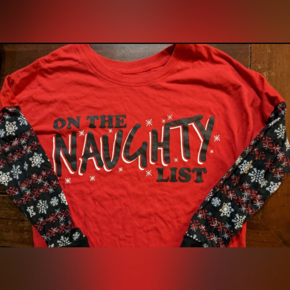 On The Naughty List Long sleeve Christmas snowflake Shirt L
